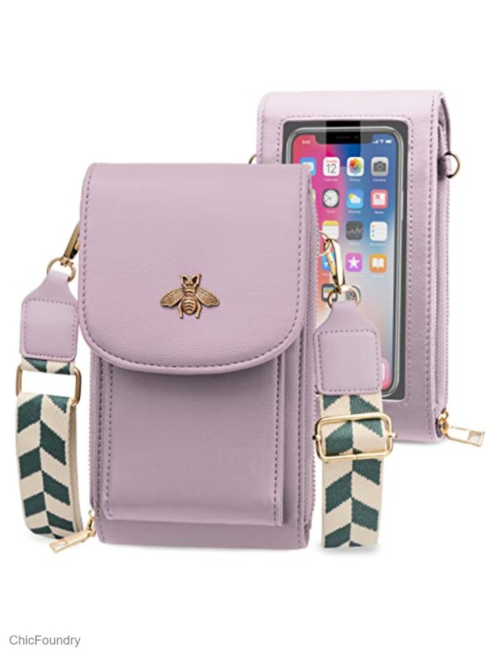 Faux Leather Crossbody Phone Purse RFID Blocking Card Holder Touchscreen Window